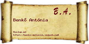 Benkő Antónia névjegykártya